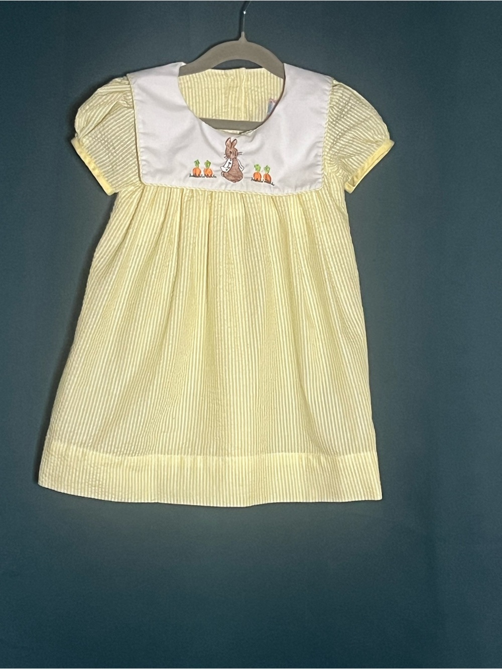 Yellow Bunny Embroidered Girls' Dress